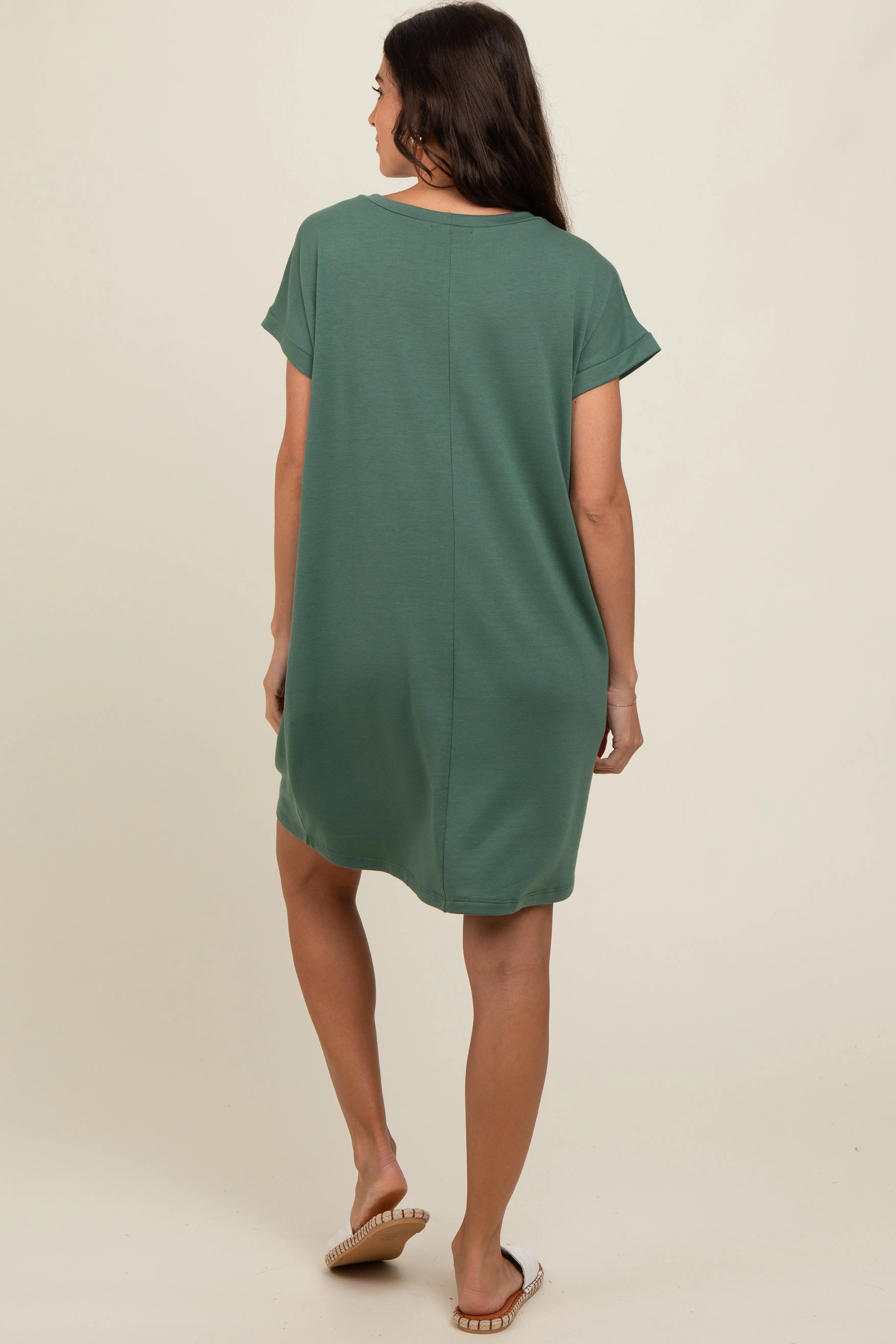 Olive Short Sleeve T-Shirt Dress sold by Pinkblush product image thumbnail 4