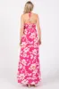 Fuchsia Floral Halter Neck Maxi Dress sold by Pinkblush