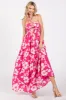 Fuchsia Floral Halter Neck Maxi Dress sold by Pinkblush