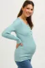 Light Blue Ribbed Maternity Henley Top sold by Pinkblush
