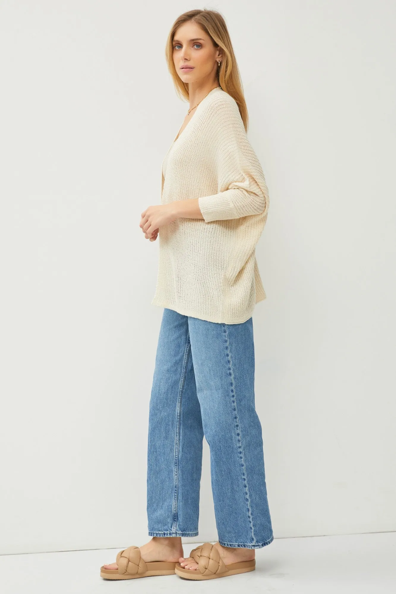 Ivory Knit Dolman Sleeve Cardigan sold by Pinkblush product image thumbnail 2