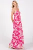 Fuchsia Floral Halter Neck Maxi Dress sold by Pinkblush