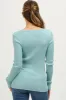 Light Blue Ribbed Maternity Henley Top sold by Pinkblush