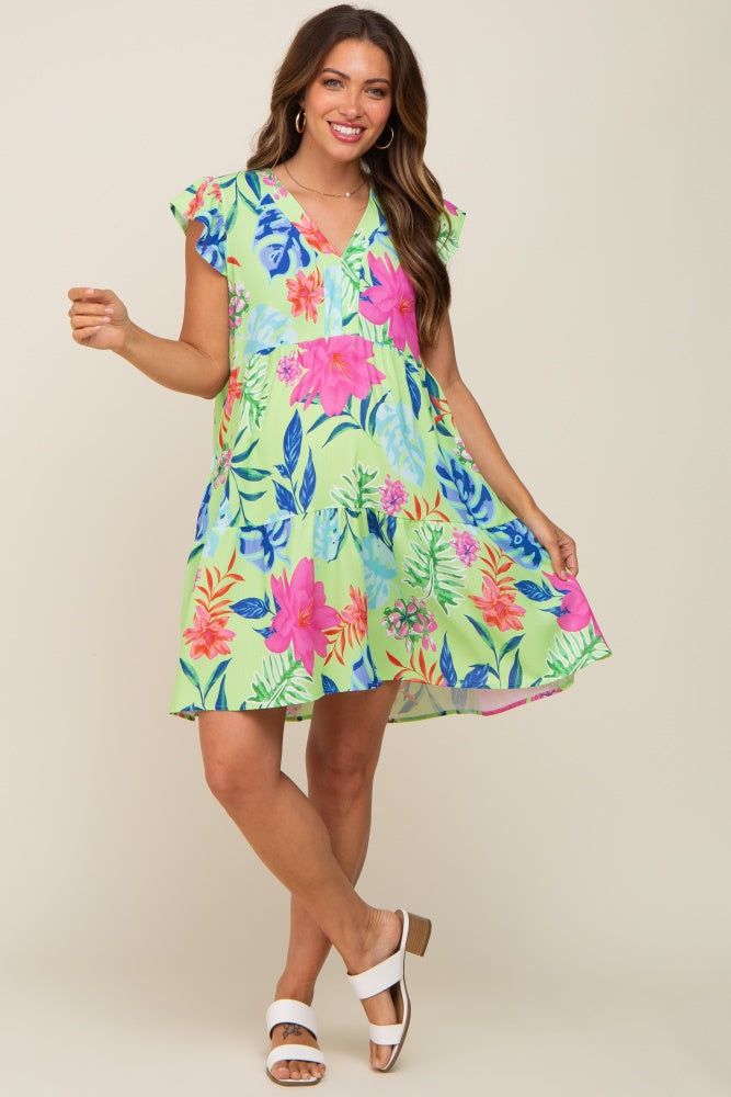 Mint Green Tropical Floral Print Maternity Dress sold by Pinkblush product image thumbnail 4