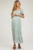 Mint Floral Smocked Maternity Maxi Dress sold by Pinkblush
