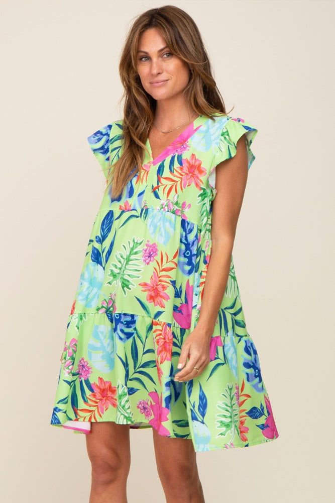 Mint Green Tropical Floral Print Maternity Dress sold by Pinkblush product image thumbnail 5