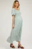 Mint Floral Smocked Maternity Maxi Dress sold by Pinkblush
