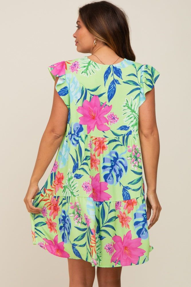 Mint Green Tropical Floral Print Maternity Dress sold by Pinkblush product image thumbnail 3
