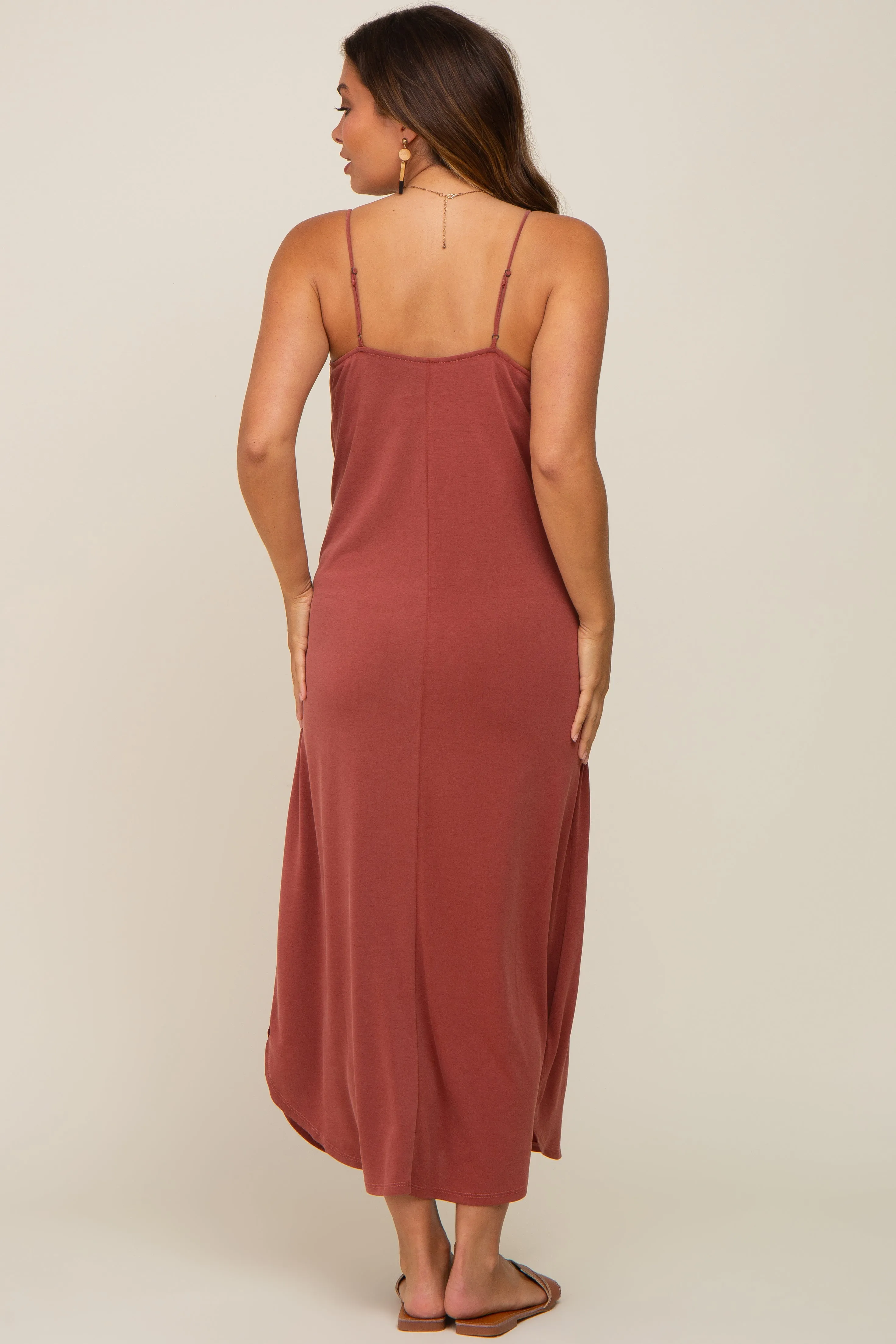 Rust Basic Maternity Midi Dress sold by Pinkblush product image thumbnail 3
