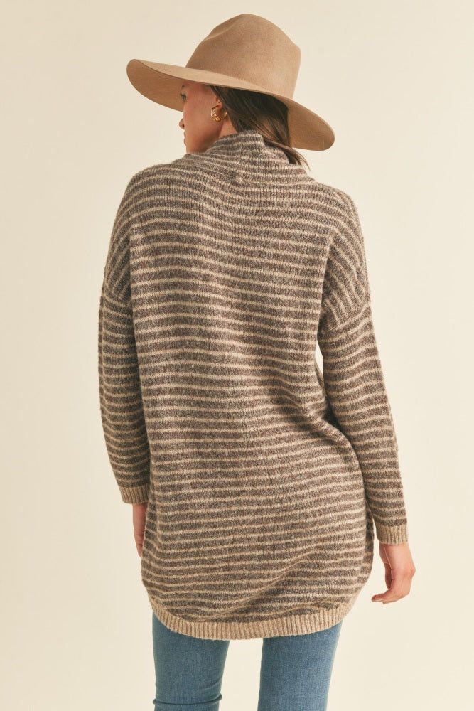 Dark Mocha Striped Turtleneck Sweater sold by Pinkblush product image thumbnail 3