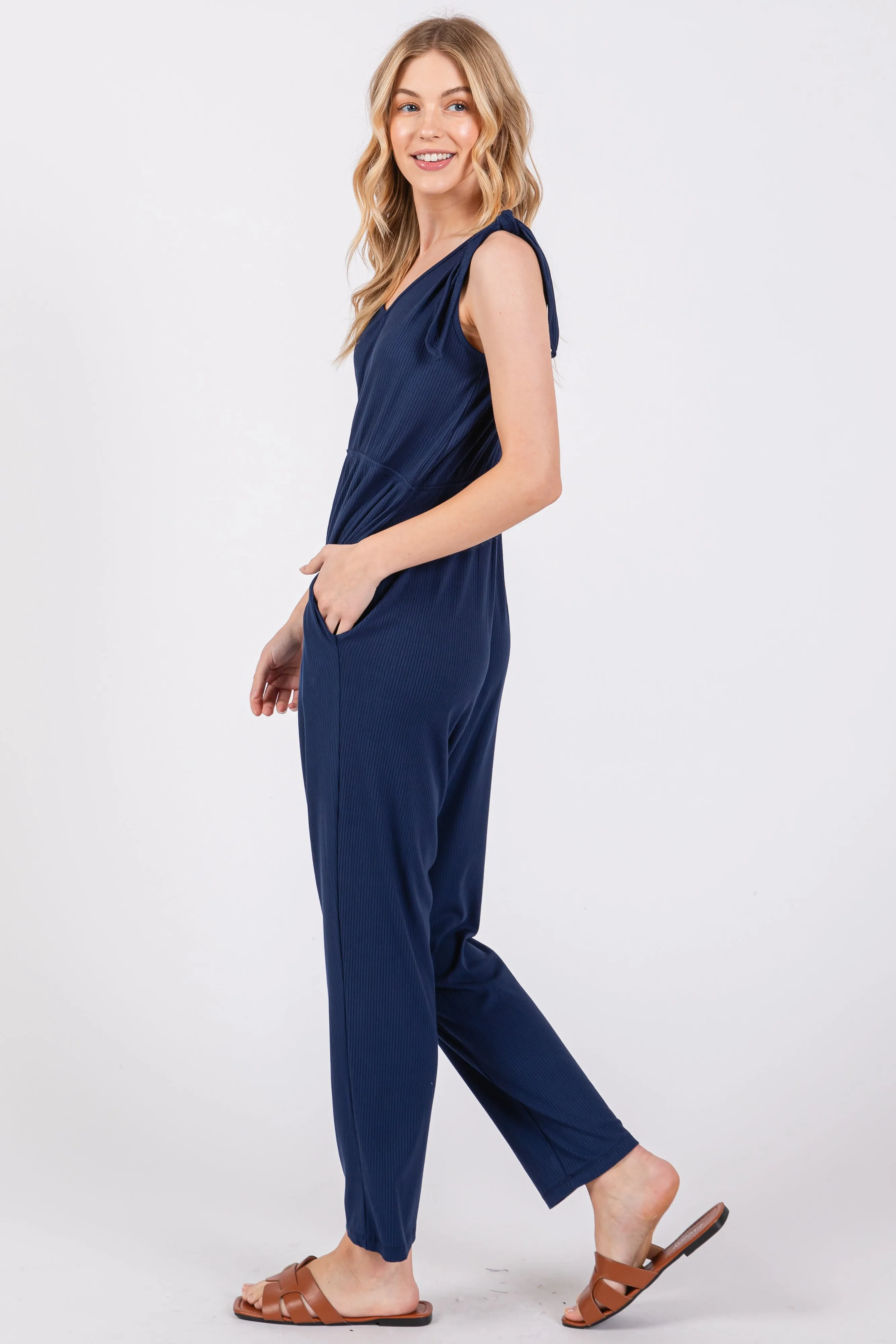 Navy Tie Strap Jumpsuit sold by Pinkblush product image thumbnail 2