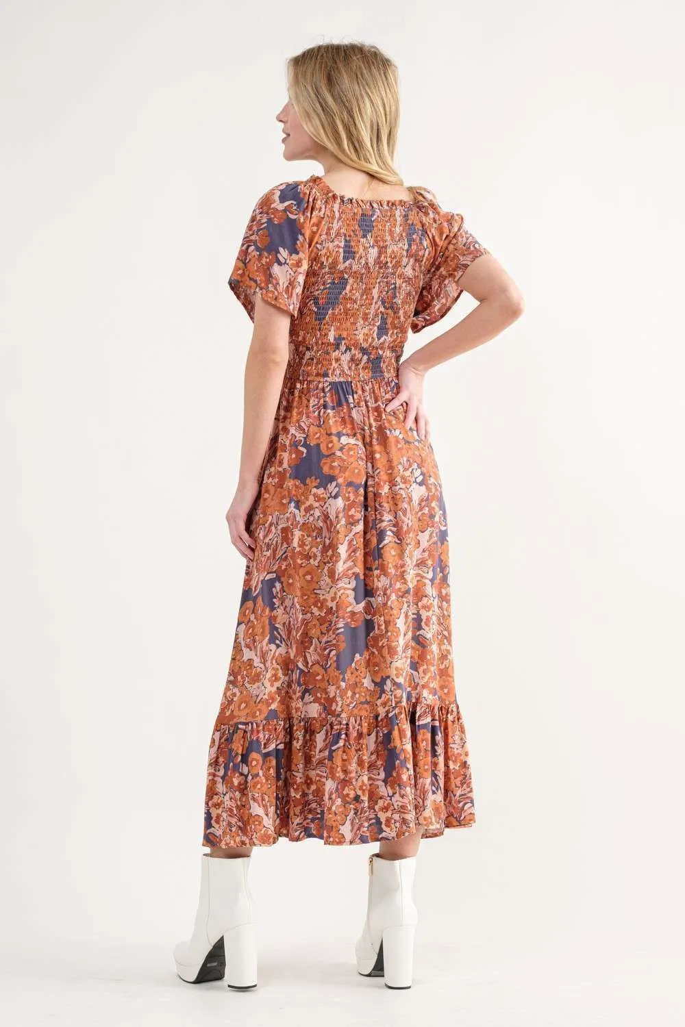 Navy Floral Maxi Dress With Square Neck sold by Pinkblush product image thumbnail 3