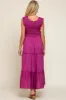 Magenta Smocked Ruffle Tier Maternity Maxi Dress sold by Pinkblush
