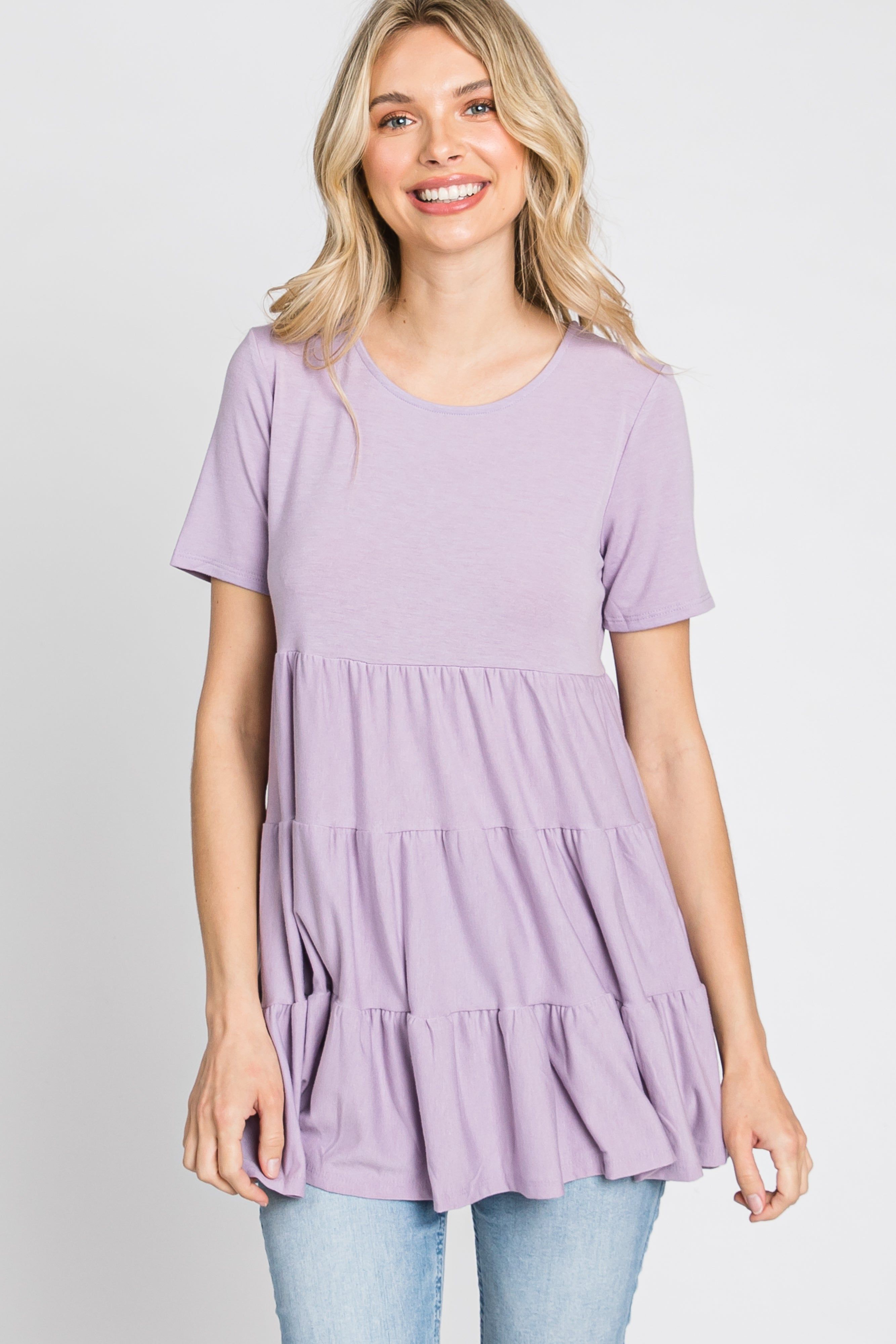 Lavender Tiered Short Sleeve Top sold by Pinkblush product image thumbnail 2