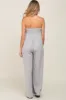Grey Strapless Front Twist Maternity Jumpsuit sold by Pinkblush