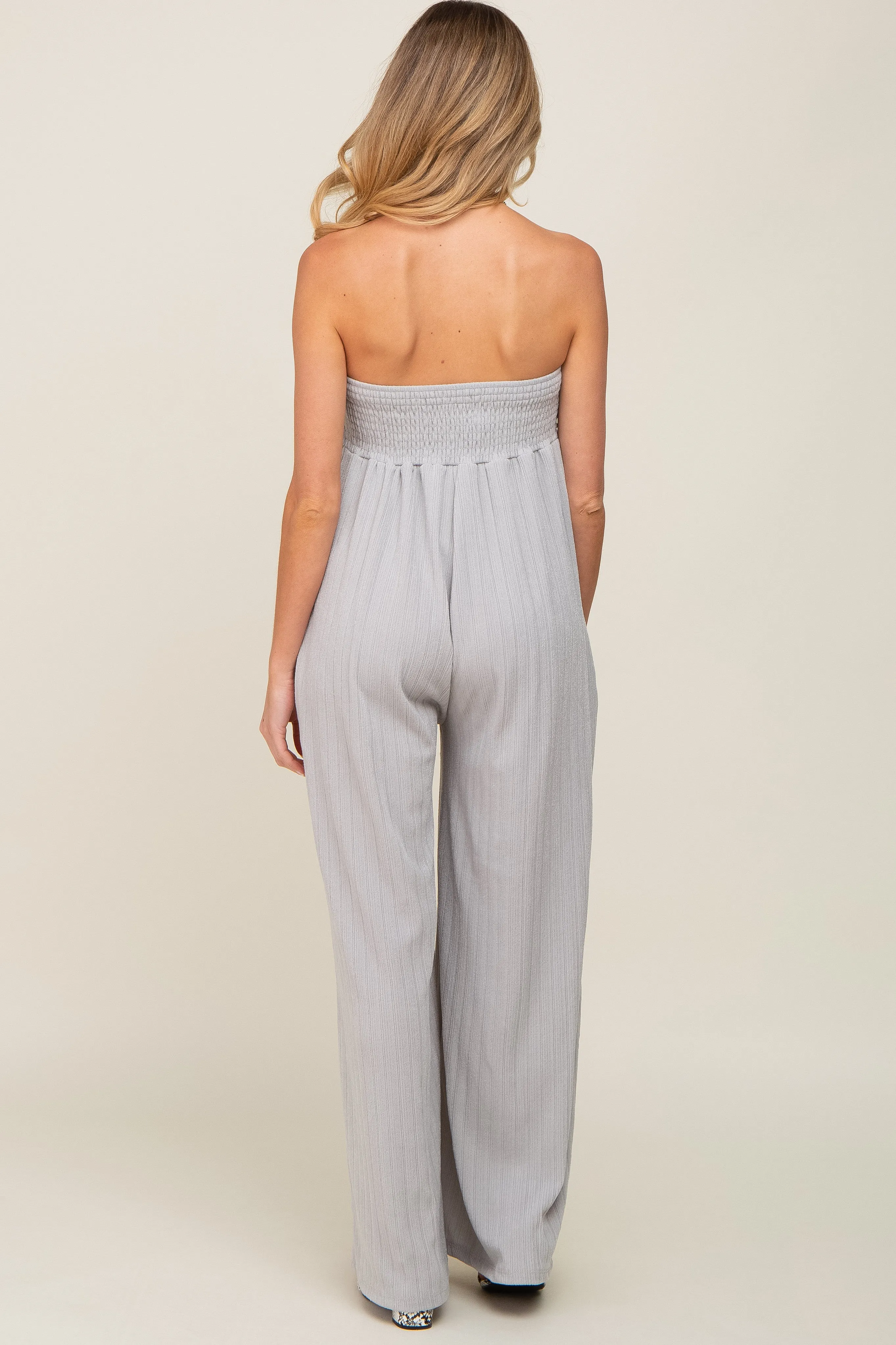 Grey Strapless Front Twist Maternity Jumpsuit sold by Pinkblush product image thumbnail 3