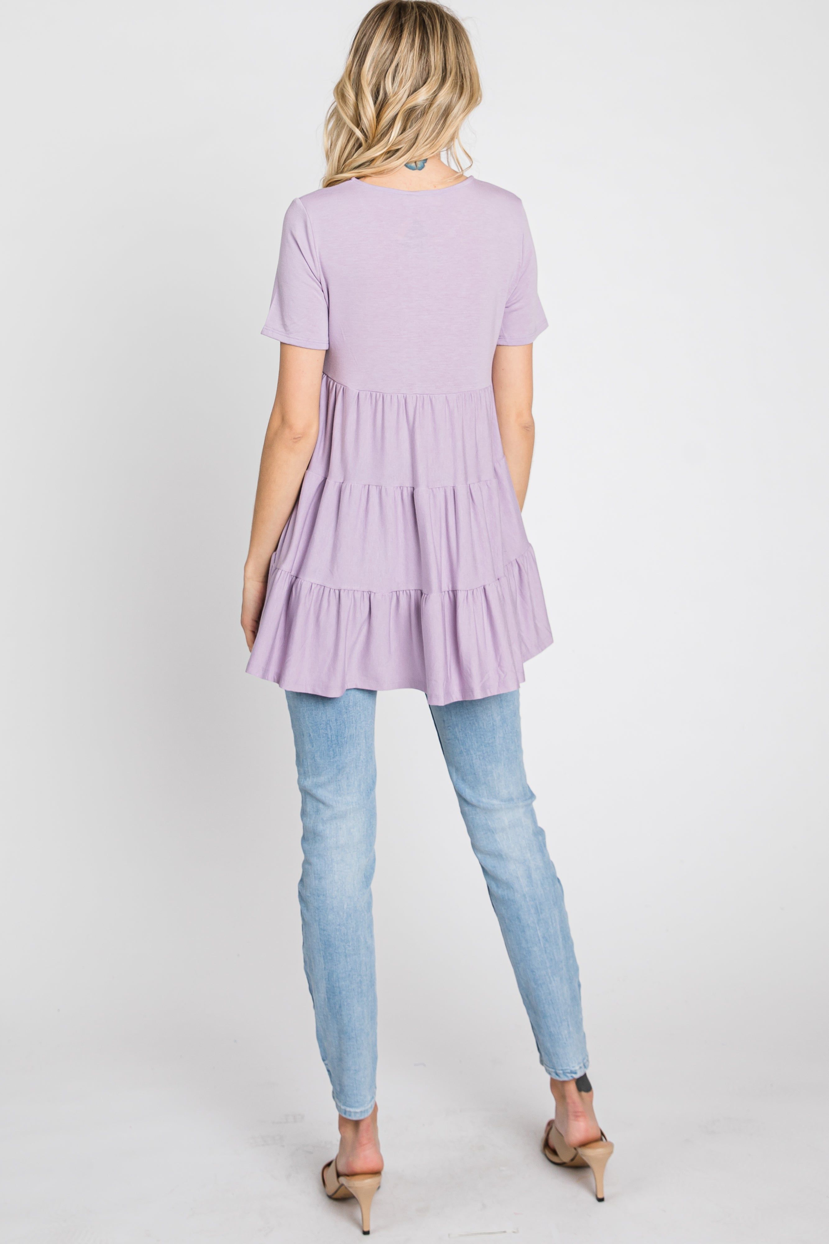 Lavender Tiered Short Sleeve Top sold by Pinkblush product image thumbnail 4
