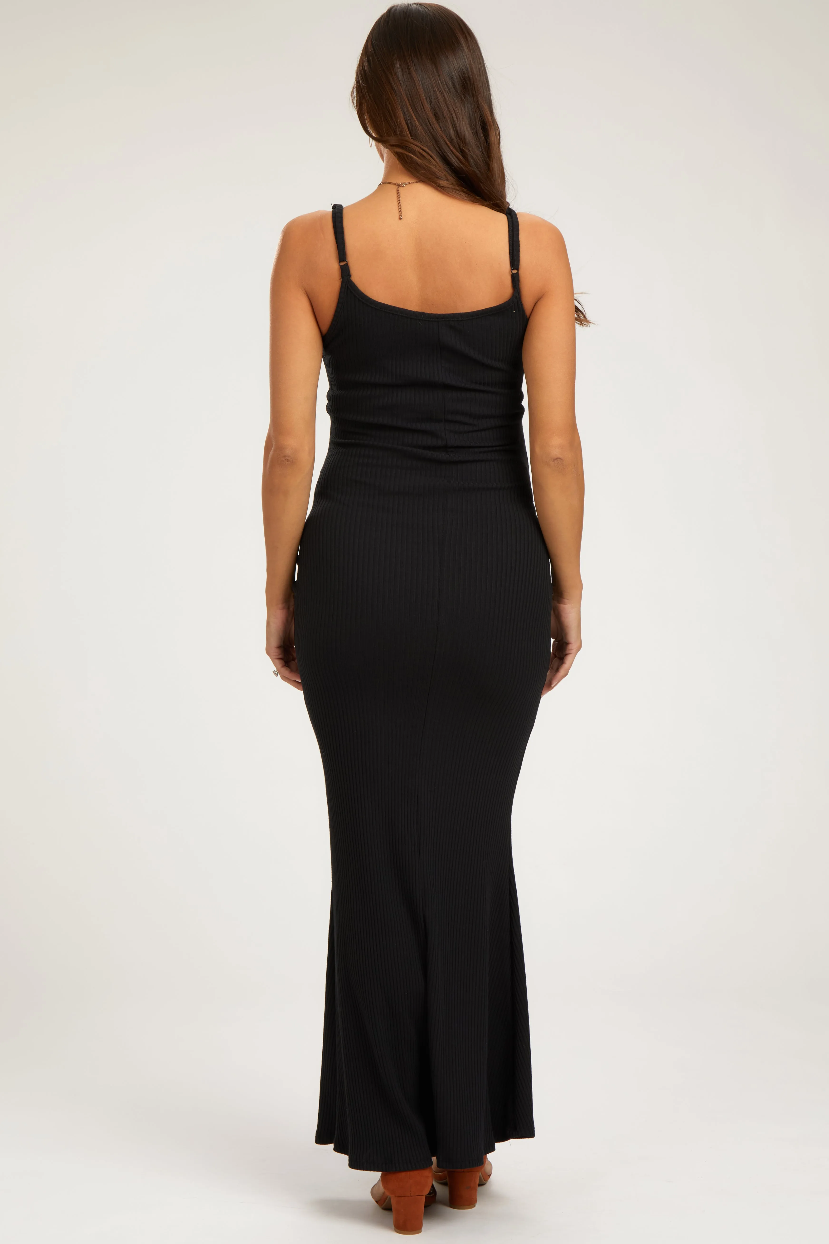 Black Ribbed Maternity Maxi Dress sold by Pinkblush product image thumbnail 3