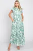 Light Olive Floral Tiered Ruffle Accent Maternity Maxi Dress sold by Pinkblush