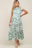 Light Olive Floral Tiered Ruffle Accent Maternity Maxi Dress sold by Pinkblush
