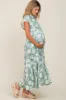 Light Olive Floral Tiered Ruffle Accent Maternity Maxi Dress sold by Pinkblush