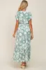 Light Olive Floral Tiered Ruffle Accent Maternity Maxi Dress sold by Pinkblush
