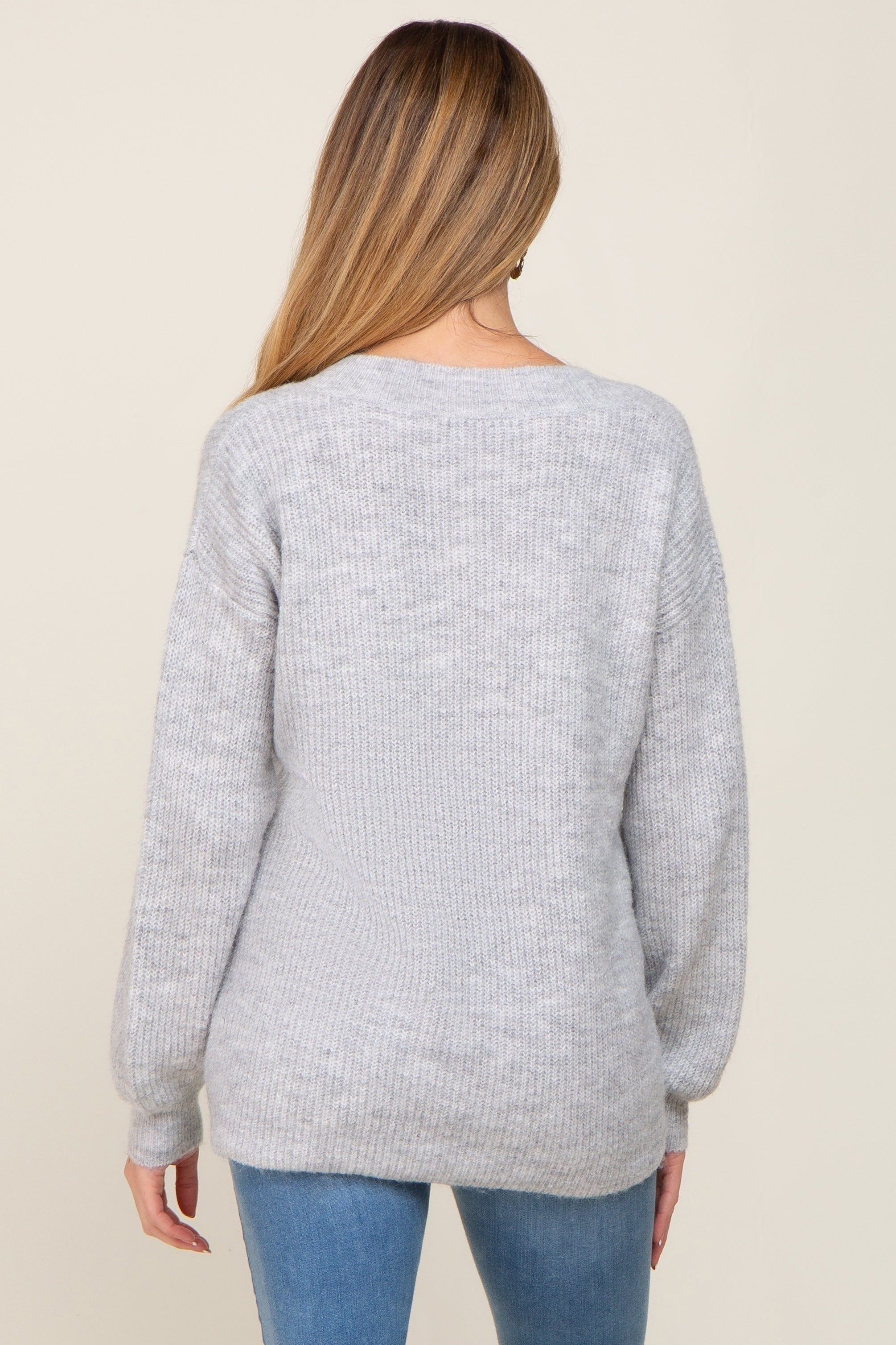 Heather Grey Soft V-Neck Maternity Sweater sold by Pinkblush product image thumbnail 3