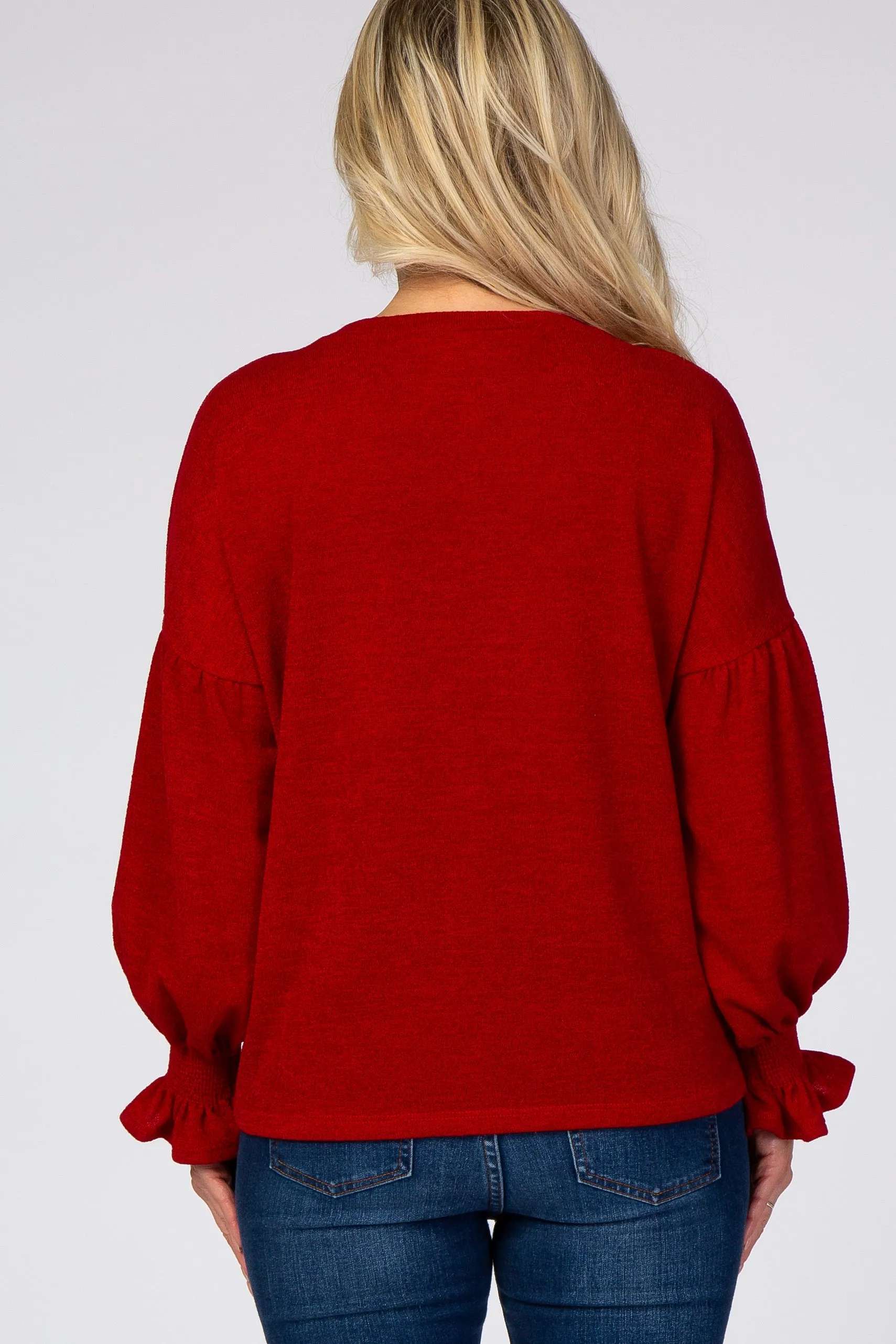 Red Bubble Ruffle Long Sleeve Maternity Top sold by Pinkblush product image thumbnail 3