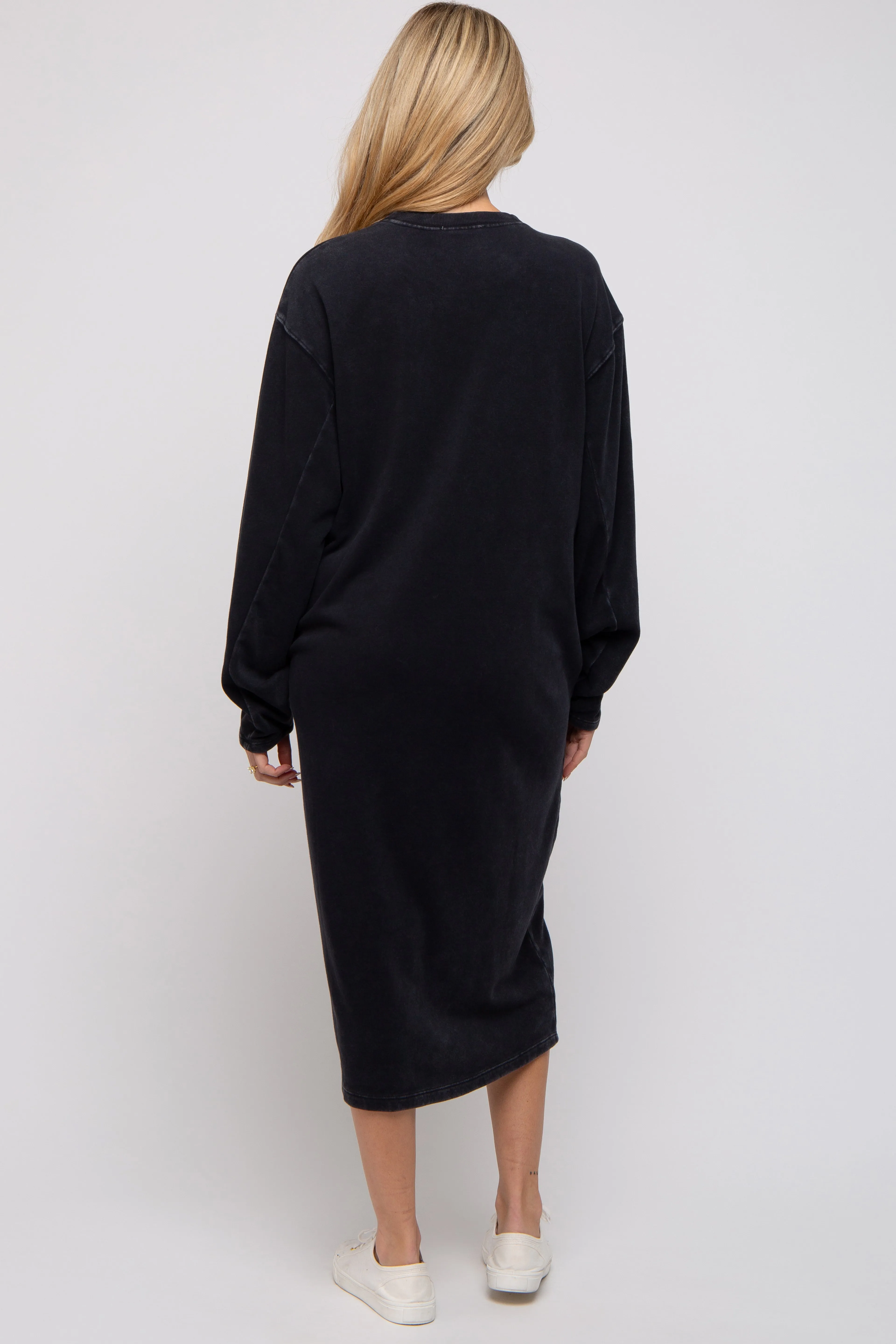 Black Oversized Maternity Sweatshirt Midi Dress sold by Pinkblush product image thumbnail 4