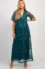 Dark Turquoise Lace Mesh Overlay Maternity Maxi Dress sold by Pinkblush
