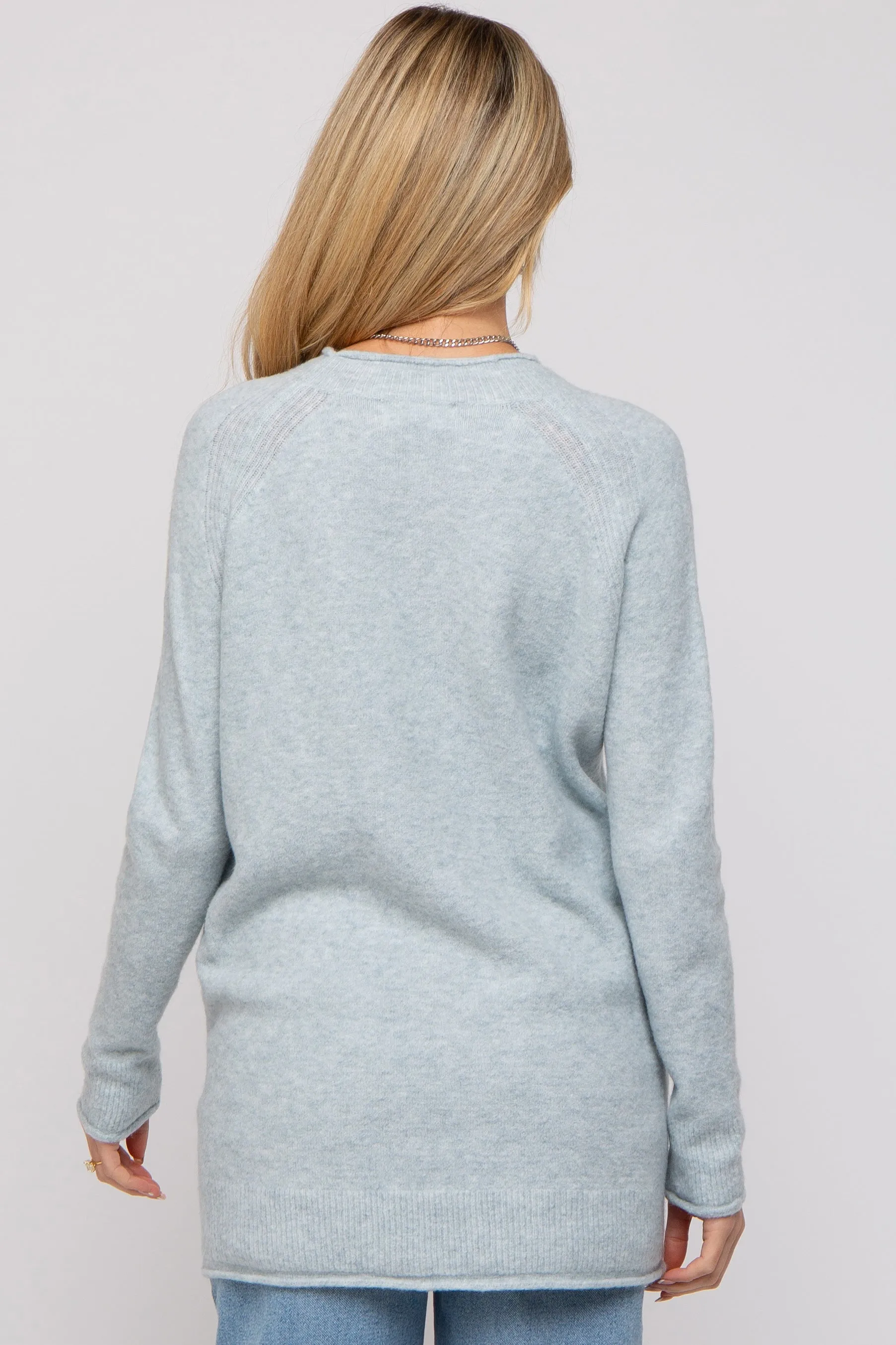 Light Blue Brushed Knit Maternity Sweater sold by Pinkblush product image thumbnail 2