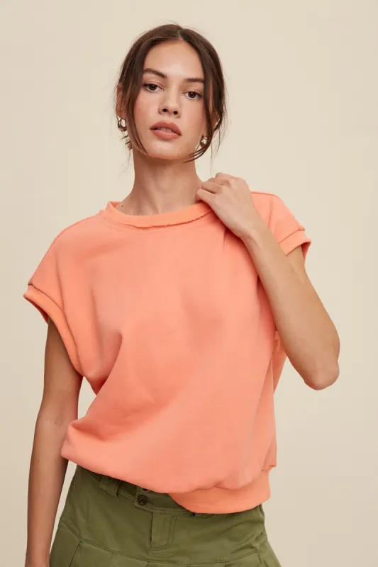 Orange Terry Raw Trim Top sold by Pinkblush