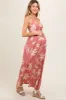 Mauve Floral Sleeveless Knotted Maternity Maxi Dress sold by Pinkblush