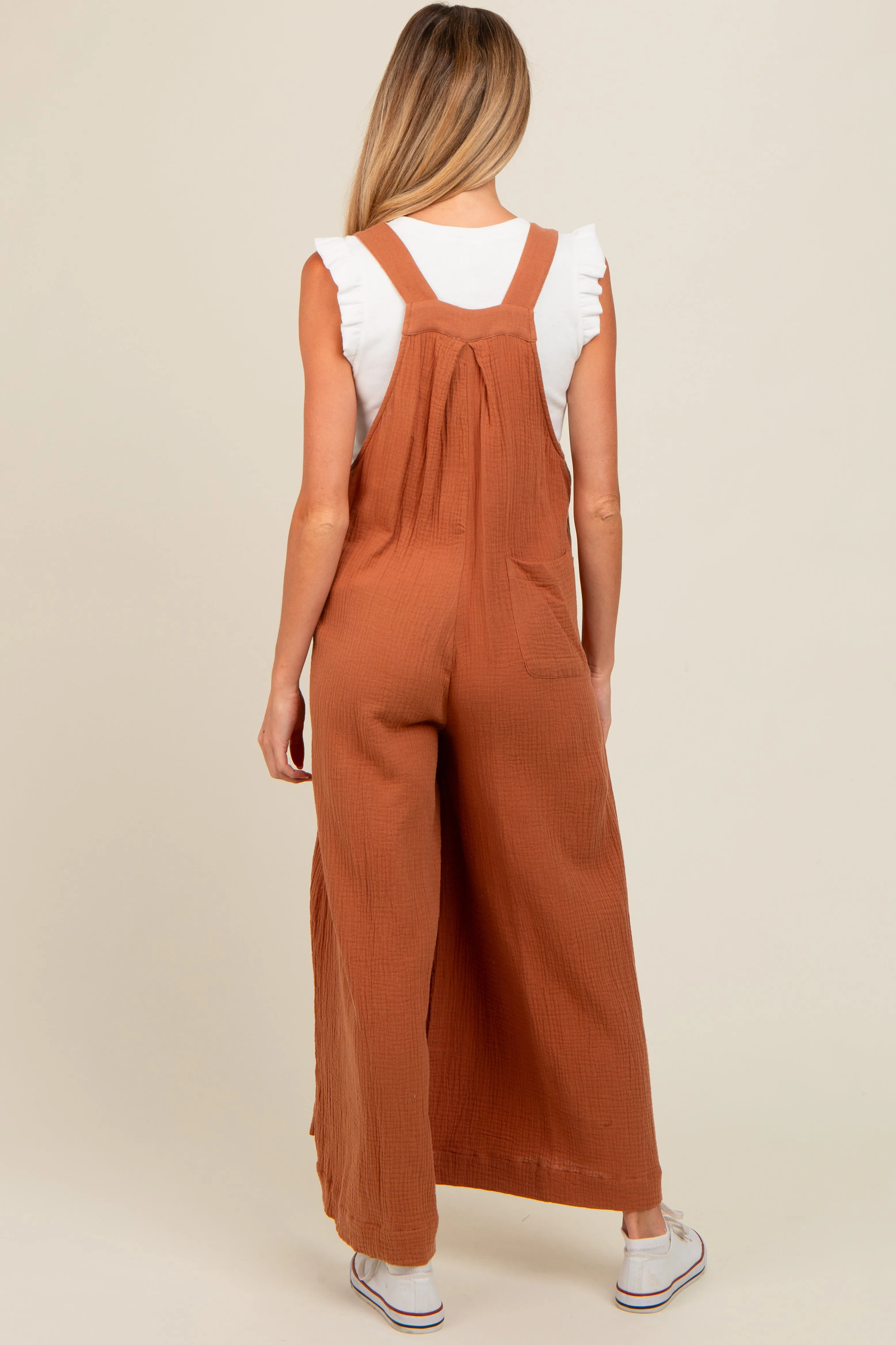 Mocha Pocket Front Maternity Wide Leg Jumpsuit sold by Pinkblush product image thumbnail 4
