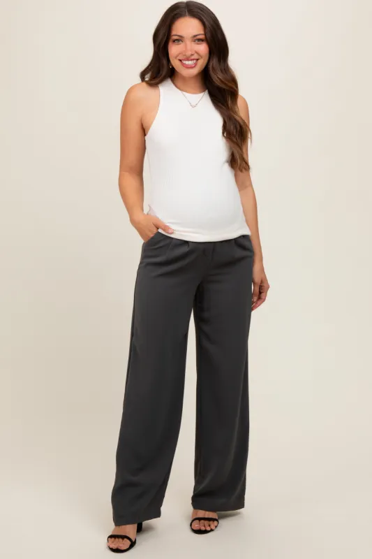 Charcoal Grey Relaxed Fit Maternity Trousers sold by Pinkblush