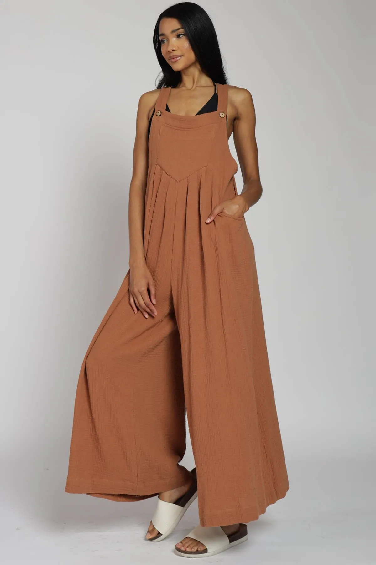 Mocha Pocket Front Maternity Wide Leg Jumpsuit sold by Pinkblush product image thumbnail 5