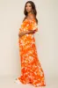 Orange Floral Off Shoulder Flounce Maternity Maxi Dress sold by Pinkblush