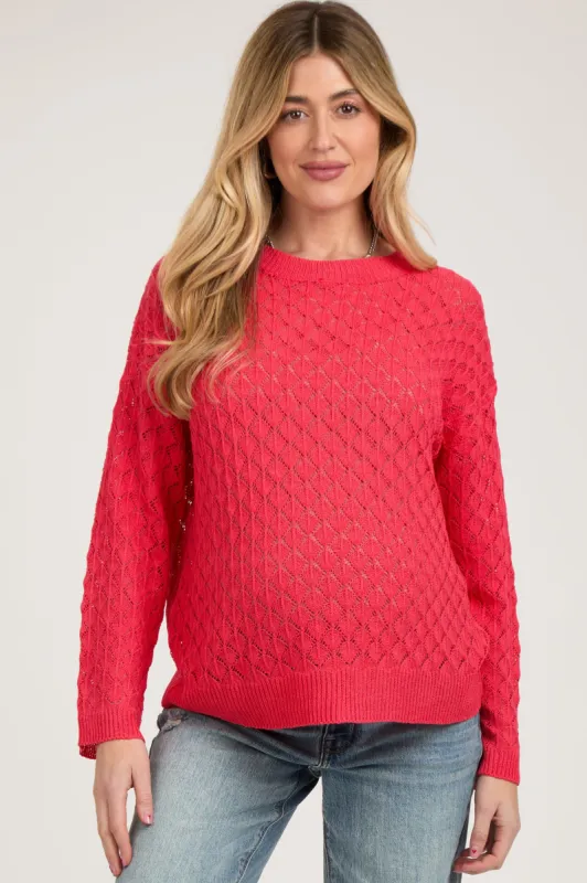 Red Diamond Open Knit Maternity Top sold by Pinkblush