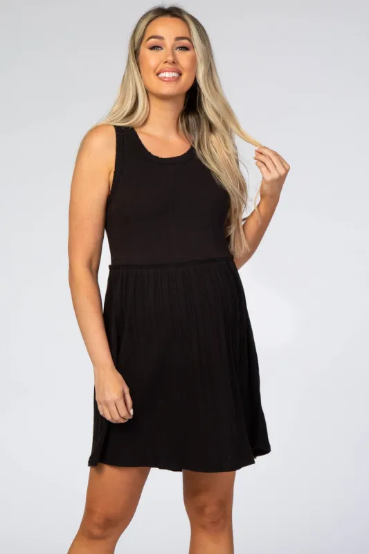 Black Ribbed Sleeveless Maternity Dress sold by Pinkblush