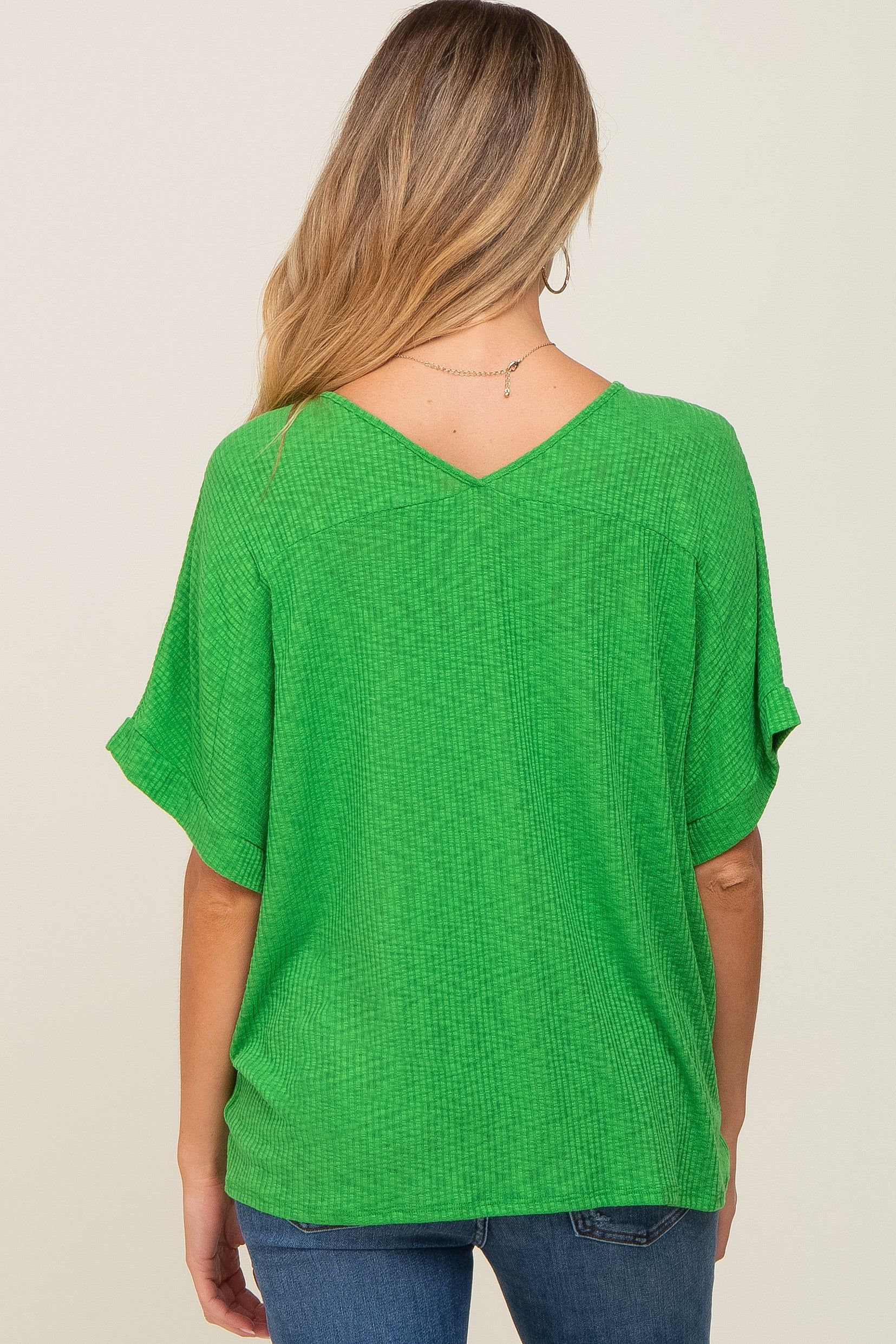 Green Rib Knit V-Neck Maternity Top sold by Pinkblush product image thumbnail 3