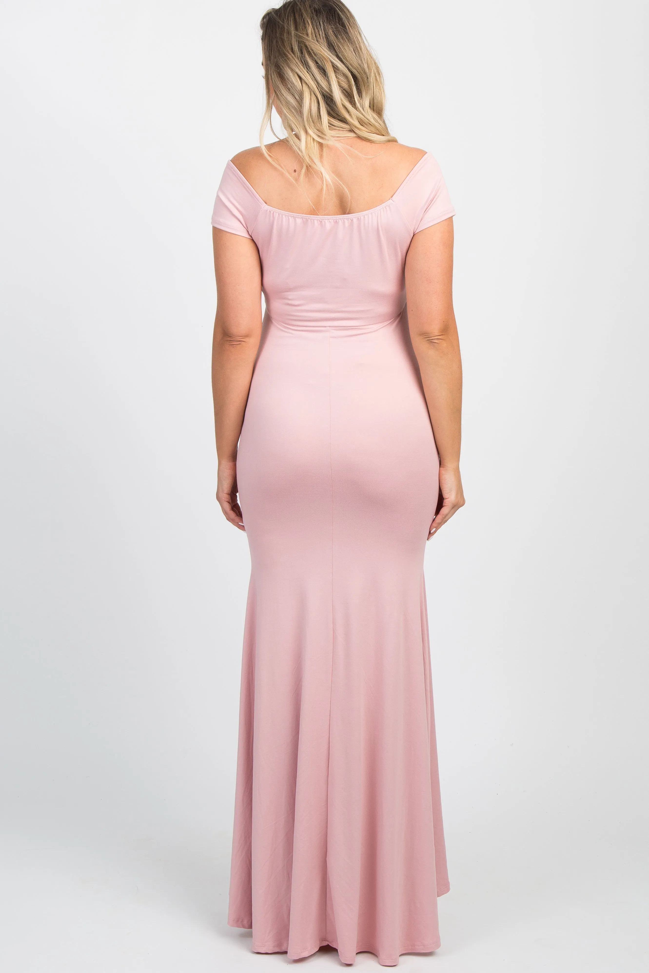 PinkBlush Pink Off Shoulder Wrap Maternity Photoshoot Gown/Dress sold by Pinkblush product image thumbnail 3