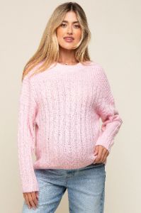 Light Pink Cable Knit Maternity Sweater sold by Pinkblush