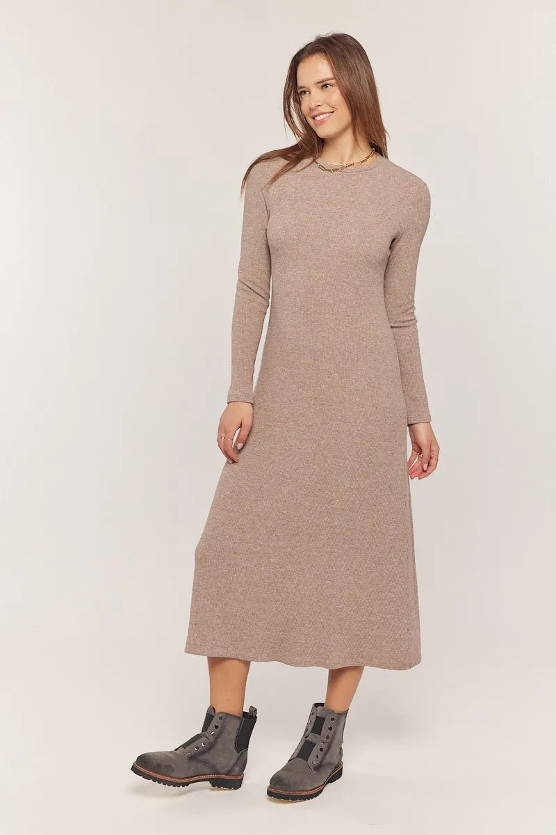 Mocha Ribbed Knit Side Slit Midi Dress sold by Pinkblush product image thumbnail 2