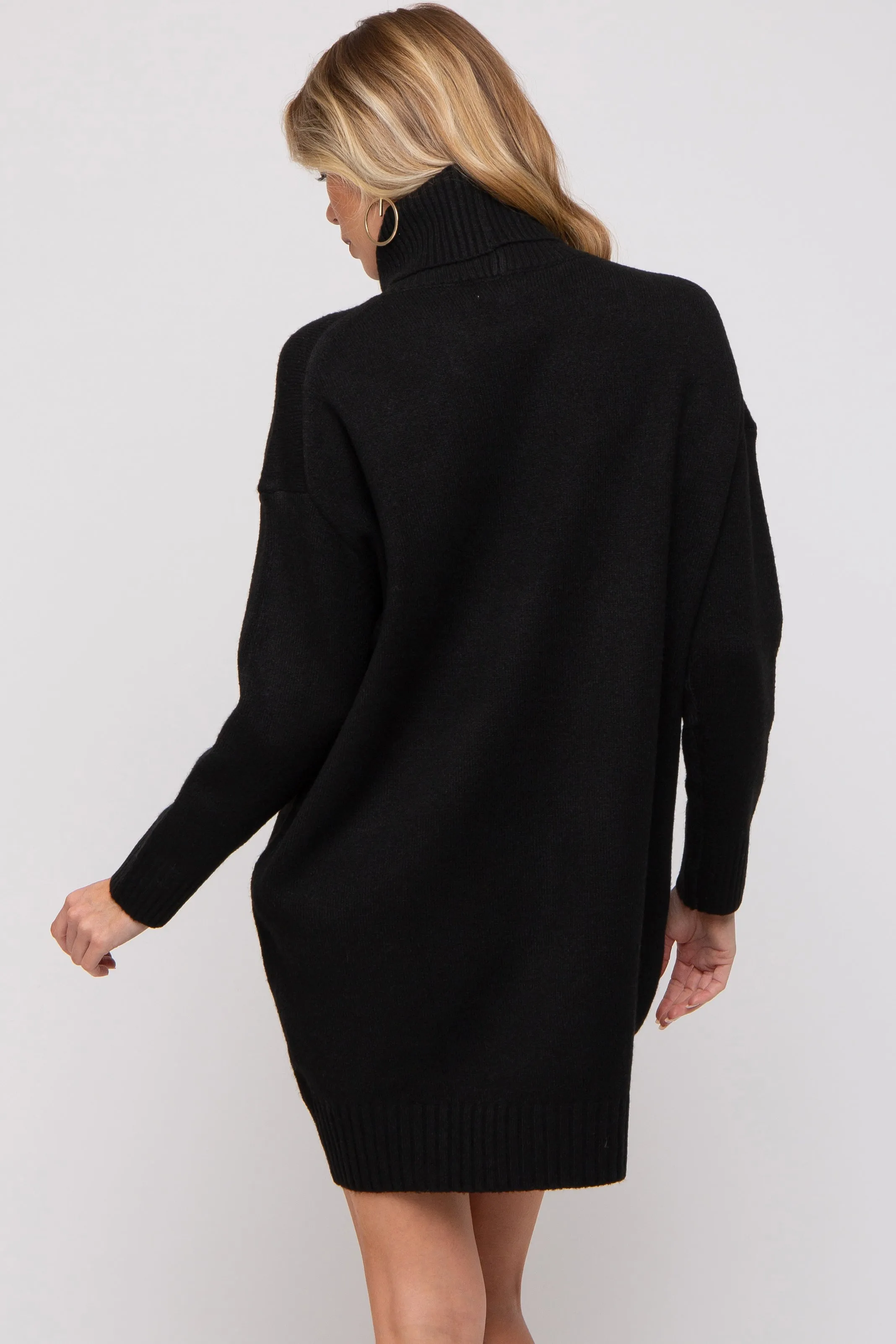 Black Turtleneck Maternity Sweater Mini Dress sold by Pinkblush product image thumbnail 3