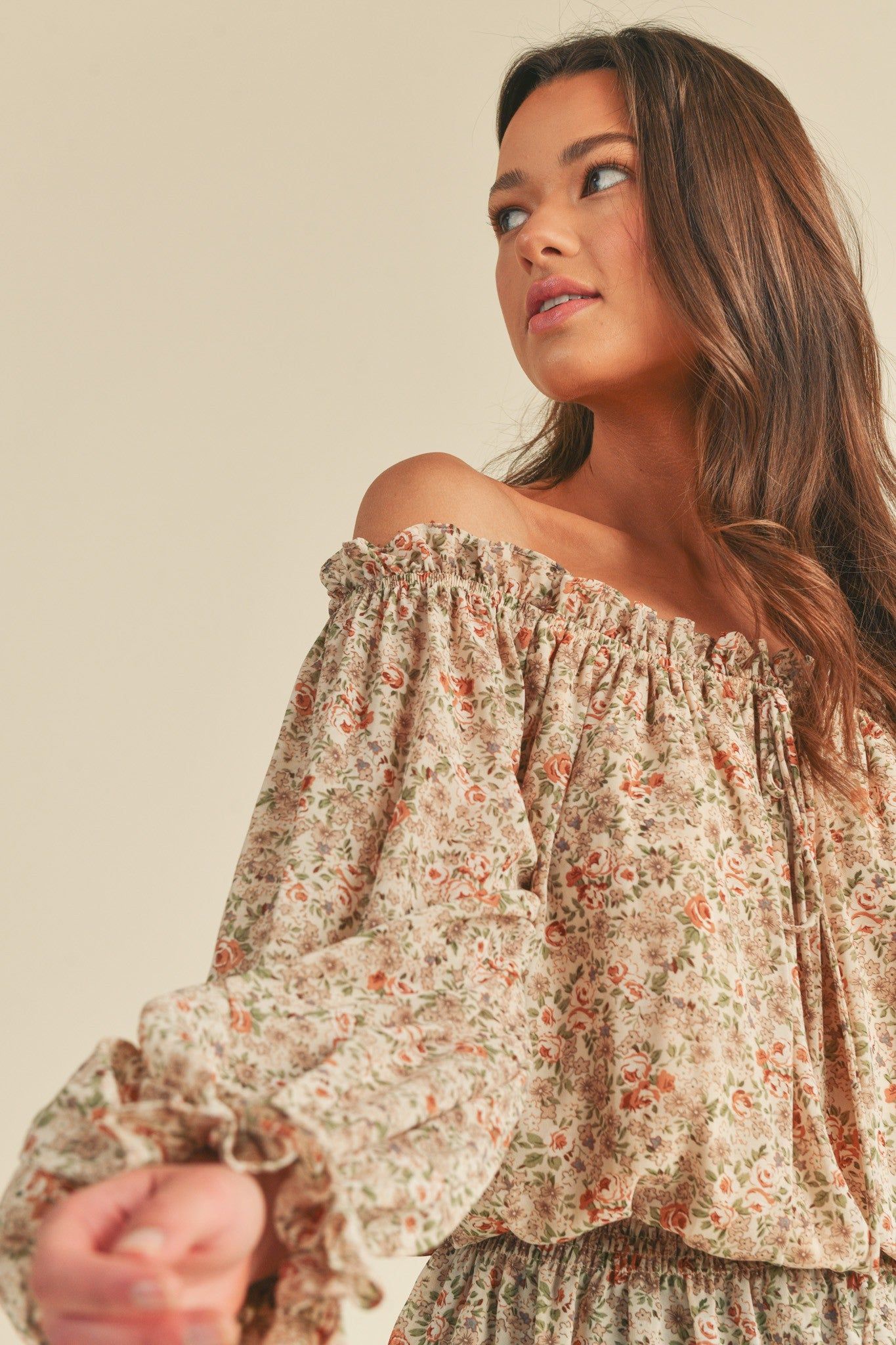 Cream Floral Off The Shoulder Floral Top sold by Pinkblush product image thumbnail 5