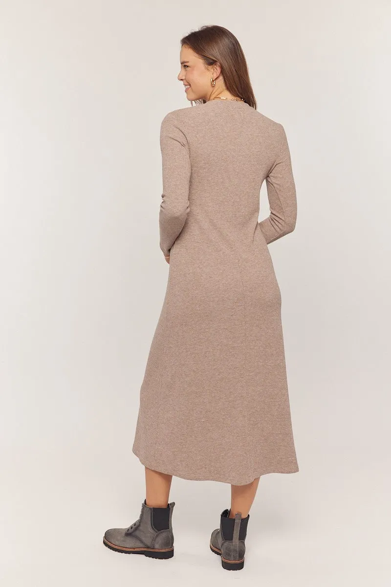 Mocha Ribbed Knit Side Slit Midi Dress sold by Pinkblush product image thumbnail 3
