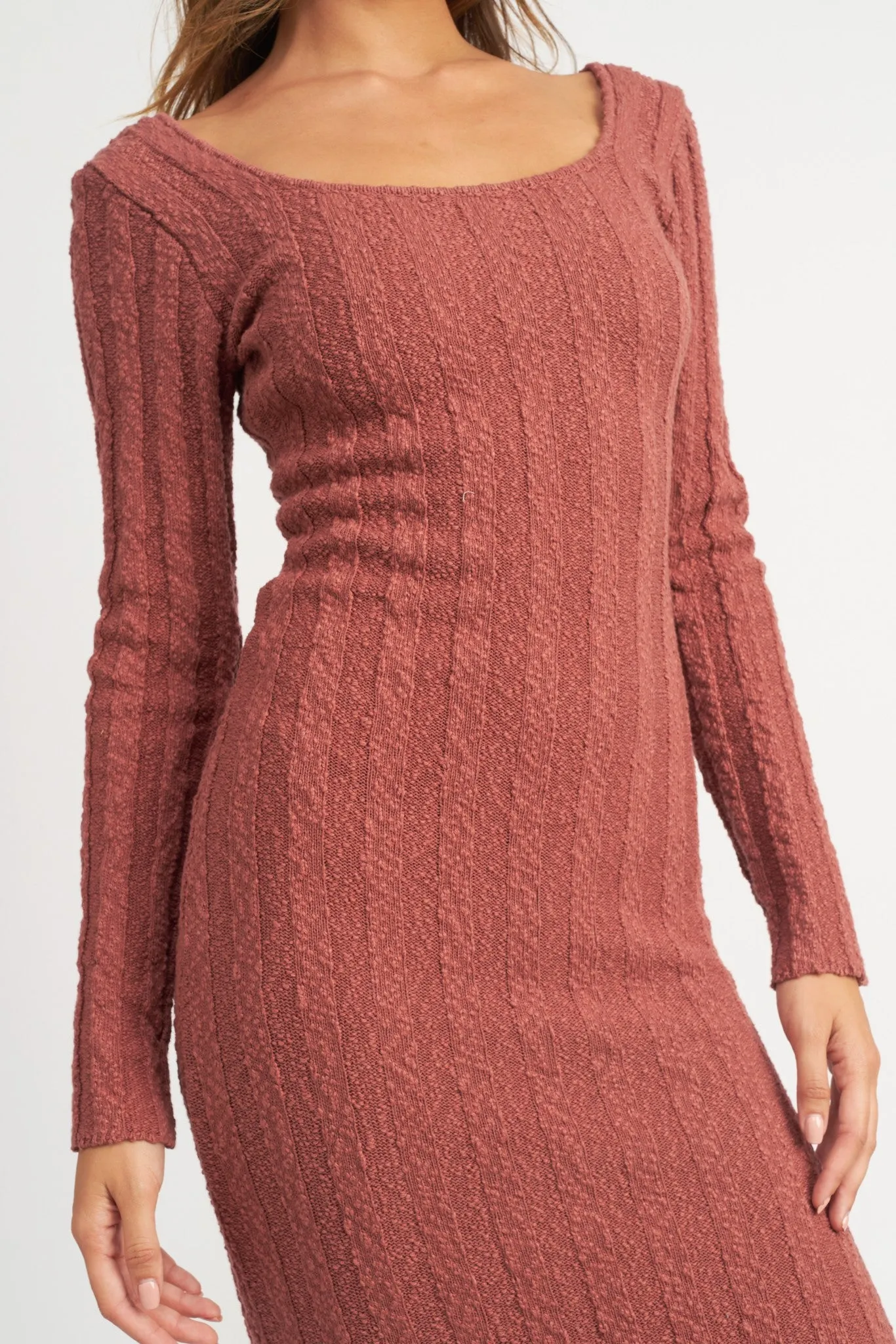Rust Long Sleeve Knit Sweater Dress sold by Pinkblush product image thumbnail 4