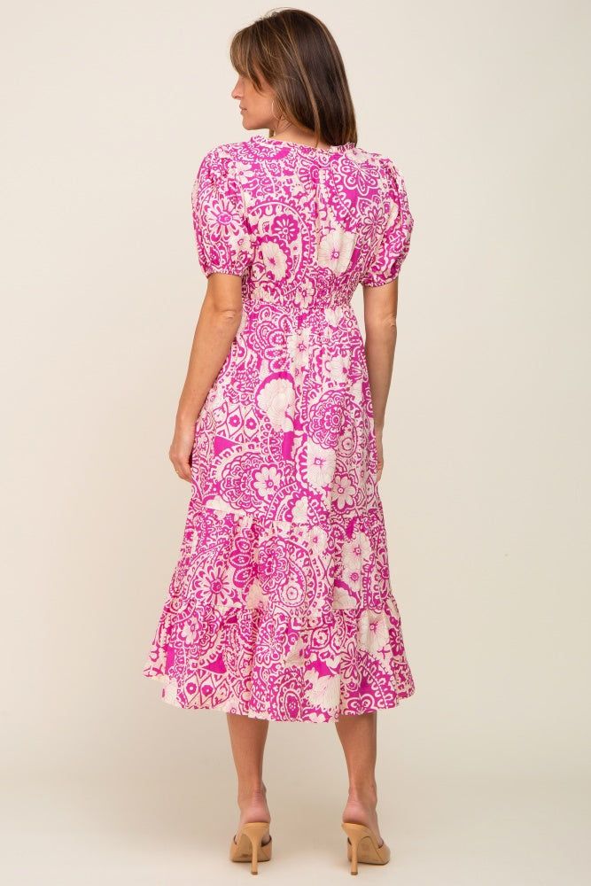 Magenta Floral Tiered Midi Dress sold by Pinkblush product image thumbnail 3