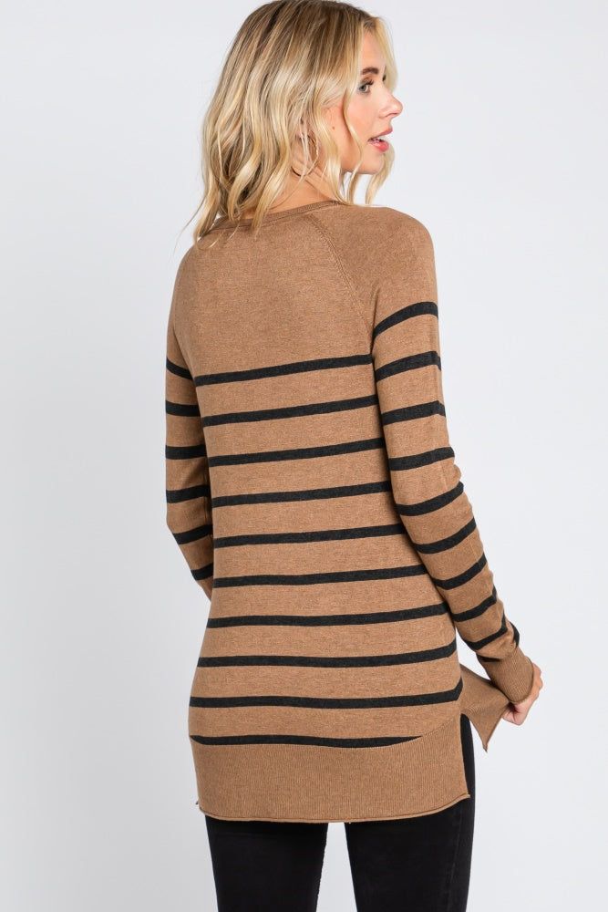 Mocha Striped Knit Long Sleeve Top sold by Pinkblush product image thumbnail 3