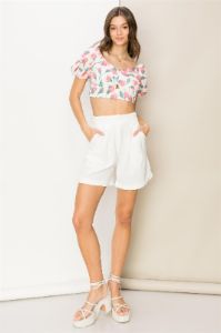 Rose Floral Print Sweetheart Neck Crop Top sold by Pinkblush